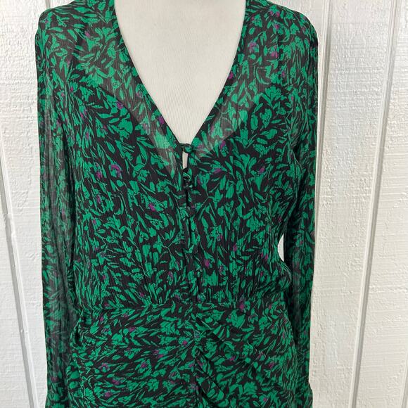 Berenice Paris Women Cocktail Holiday Long Sleeve Mini Dress Silk Green Small - Picture 4 of 9